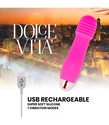 DOLCE VITA - VIBRATORE RICARICABILE TRE ROSA 7 VELOCITÀ