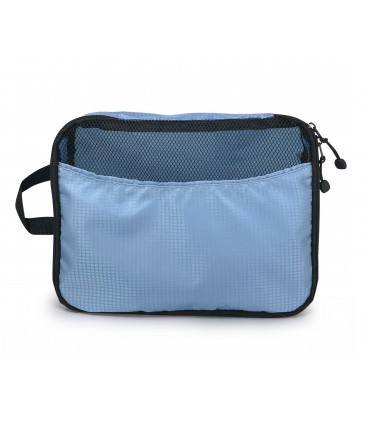 BUSTINA ORGANIZER DA VIAGGIO EXPLORA DA 3PZ. MISURE ASSORTITE IN TESSUTO TECNICO resistente all'acqua COLORE AZZURRO