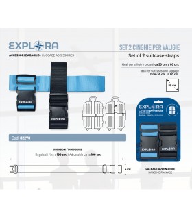 SET 2 CINGHIE PER VALIGIE/BAGAGLIO EXPLORA REGOLABILE FINO A 190 CM