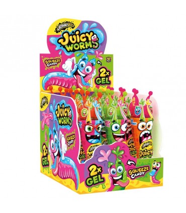 GEL ALLA FRUTTA A FORMA DI VERME JUICY WORMS 58G CONF. 12 PZ.