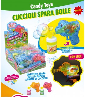 PISTOLA CUCCIOLI SPARA BOLLE CON LUCE E CARAMELLE 3G JOYGUM CONF. 12 PZ.