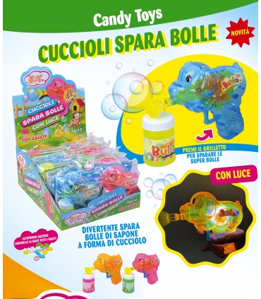 PISTOLA CUCCIOLI SPARA BOLLE CON LUCE E CARAMELLE 3G JOYGUM CONF. 12 PZ.