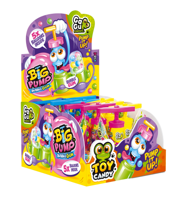GAGU PUMP BUBBLE GUM CON PALLONCINI CONF. 10 PZ ASSORTITI