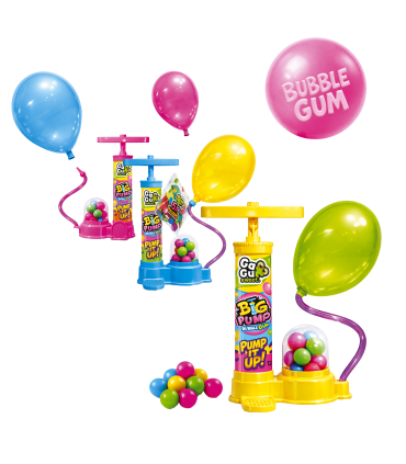 GAGU PUMP BUBBLE GUM CON PALLONCINI CONF. 10 PZ ASSORTITI