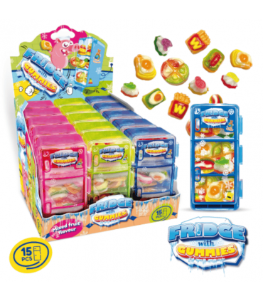 CANDY FRIDGE WITH GUMMIES CARAMELLE GOMMOSE AL GUSTO FRUTTA DA 40GR EXPO DA 15PZ