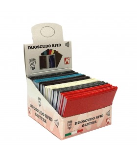 Portacard a 2 spazi protezione contactless IN PVC GLITTERATO CONF.24 PZ. COLORI ASSORTITI