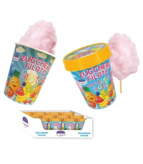 ZUCCHERO FILATO ARCOBALENO GUSTO FRAGOLA SENZA GLUTINE IN BARATTOLO 40g CONF. 12 PZ.