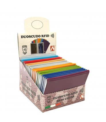 Portacard a 2 spazi protezione contactless IN SIMILPELLE CONF.24 PZ. COLORI ASSORTITI
