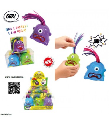 CRAZY MONSTER HAIR CON ALL'INTERNO CARAMELLE DURE DA 5GR CONF. 12PZ.