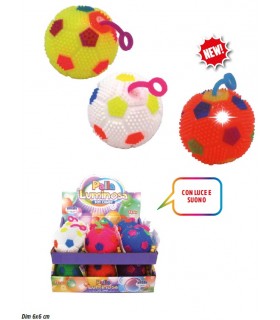 PALLA LUMINOSA CON SUONI E LUCI  ALL'INTERNO CARAMELLE DURE DA 5GR CONF. 12PZ.