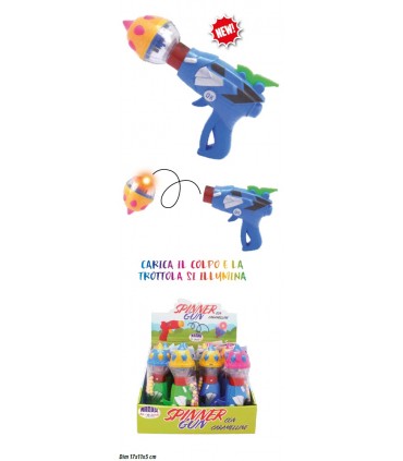 SPINNER GUN CARICA IL COLPO E LA TROTTOLA SI ILLUMINA ALL'INTERNO CARAMELLE DURE DA 5GR CONF. 12PZ.
