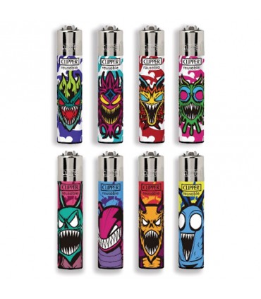 Accendino Clipper Large MONSTERS ESPOSITORE da 192 pz. con grafiche ASSORTITE