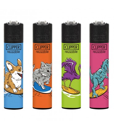 Accendino Clipper Large SURF ANIMALS conf. 48 pz. assortiti con 4 grafiche