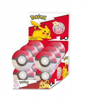POKEMON TIN BALL CON STICKERS E CARAMELLE ALLA FRUTTA 5G. CONF. 12 PZ.