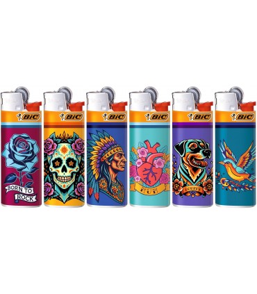 Accendini Bic Mini fantasia NEON COLOR TATTOOS conf. 50 pz. ASSORTITI