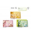 Biglietto CROMO COMPLEANNO FEMMINILE CON FIORI E RILIEVO CONF. 12 PZ. ASSORTITI