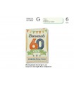 Biglietto CROMO COMPLEANNO 60 ANNI CON RILIEVO E INTERNO A  COLORICONF. 6 PZ.