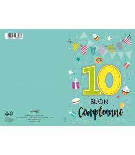 Biglietti MARPIMAR Buon Compleanno Bambini 10 ANNI" conf. 6 pz. soggetto singolo