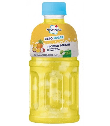 BEVANDA MOGU MOGU AL GUSTO TROPICALE SENZA ZUCCHERI CON PEZZI DI FRUTTA  BOTTIGLIA DA 320ML CONF. 6 PZ.