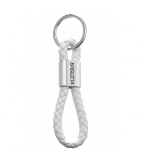 PORTACHIAVI BAGUTTA CON  CORDONE BIANCO CM. 10,50 CONFEZIONATO IN SCATOLA E BUSTA DA REGALO 2098BI