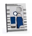 ASTUCCIO BAGUTTA CON PORTACHIAVI E FERMASOLDI CONFEZIONATO IN SCATOLA E BUSTA COLORE BLU  2237-03