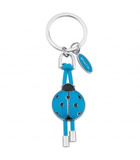 PORTACHIAVI BAGUTTA COCCINELLA AZZURRA CONFEZIONATO IN SCATOLA E BUSTA DA REGALO 2247AZ