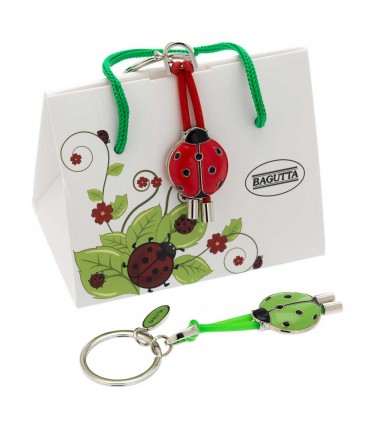 PORTACHIAVI BAGUTTA COCCINELLA BIANCA  CONFEZIONATO IN SCATOLA E BUSTA DA REGALO 2247BI