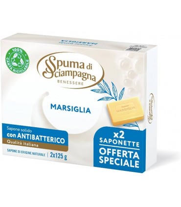Sapone di Marsiglia spuma di sciampagna 125gr. conf. 2pz