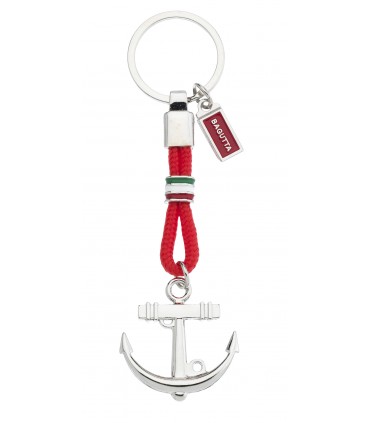 PORTACHIAVI BAGUTTA CON ANCORA E CORDONE ROSSO CM. 11CONFEZIONATO IN SCATOLA E BUSTA DA REGALO 2097-01RO