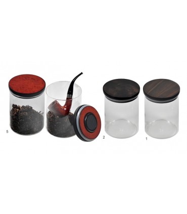 VASO PER TABACCO LUBINSKI  IN VETRO E LEGNO DI NOCE D200.1 CONFEZIONATO IN SCATOLA DA REGALO