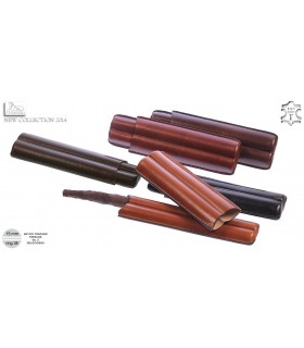 PORTASIGARI LUBINSKI IN CUOIO TAMPONATO PER 2 PZ ANTICO TOSCANO M51682 MARRONE