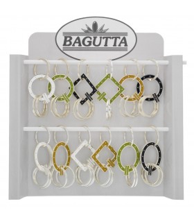 EXPO KIT PORTACHIAVI BAGUTTA SILVER PLATED 12 PZ ASSORTITI CONFEZIONATI SINGOLARMENTE CON SCATOLA E BUSTA DA REGALO AK2177
