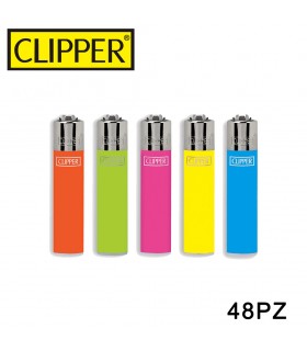 Accendino Clipper LARGE solid fluo conf. 48 pz. assortiti con 5 colori