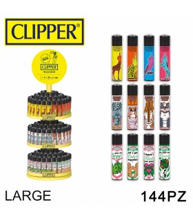 Accendino Clipper LARGE YOUNGSTER  ESPOSITORE da 144 pz. con grafiche ASSORTITE