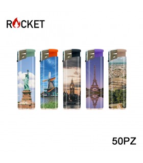 ACCENDINO ELETTRONICO ROCKET TOURIST CONF. 50 PZ ASSORTITI CON 5 FANTASIE