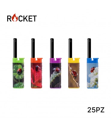 ROCKET MINI ACCENDIGAS ELETTRONICO JULIA LADYBUGS CONF.DA 25 PZ. ASSORTITI CON 5 COLORI