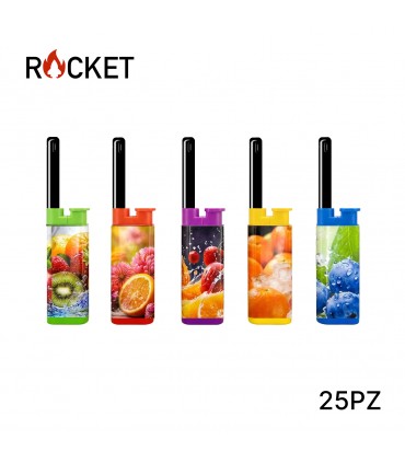 ROCKET MINI ACCENDIGAS ELETTRONICO JULIA FRUITS CONF.DA 25 PZ. ASSORTITI CON 5 GRAFICHE