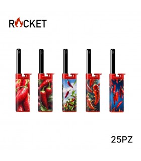 ROCKET MINI ACCENDIGAS ELETTRONICO JULIA HOT PEPPERS CONF.DA 25 PZ. ASSORTITI CON 5 GRAFICHE