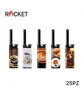 ROCKET MINI ACCENDIGAS ELETTRONICO JULIA COFFEE CONF.DA 25 PZ. ASSORTITI CON 5 GRAFICHE