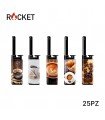 ROCKET MINI ACCENDIGAS ELETTRONICO JULIA COFFEE CONF.DA 25 PZ. ASSORTITI CON 5 GRAFICHE
