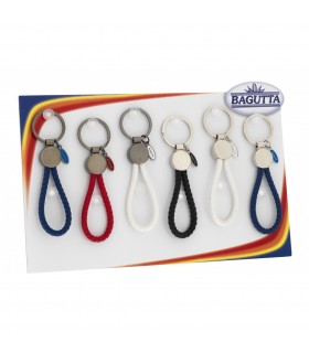 EXPO KIT BAGUTTA 2X8 PORTACHIAVI TONDI CON CORDONCINO CONFEZIONATI IN BUSTA DA REGALO AK1965
