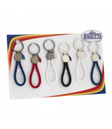 EXPO KIT BAGUTTA 2X8 PORTACHIAVI TONDI CON CORDONCINO CONFEZIONATI IN BUSTA DA REGALO AK1965