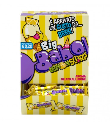 BIG BABOL LEMONSLURP AROMA GELATO AL LIMONE ESPOSITORE  A BOCCA DI LUPO DA 200 PZ.