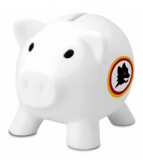 SALVADANAIO IN PLASTICA CON LOGO UFFICIALE A COLORI MOD. PORCELLINO A.S.ROMA