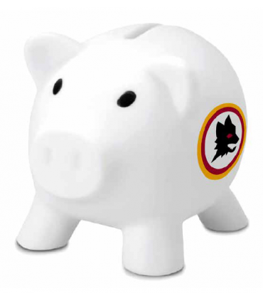 SALVADANAIO IN PLASTICA CON LOGO UFFICIALE A COLORI MOD. PORCELLINO A.S.ROMA