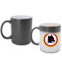 Tazza in vetro satinato nero A.S. Roma confezionata in scatola da regalo