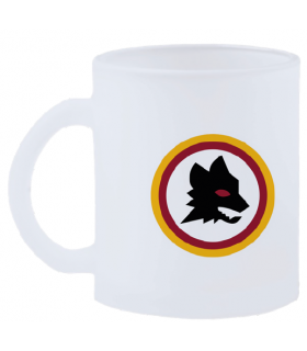 Tazza in vetro satinato A.S. Roma confezionata in scatola da regalo