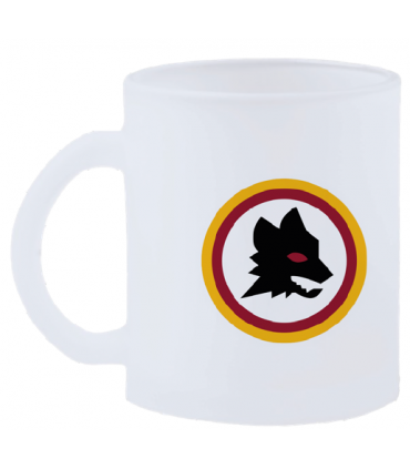 Tazza in vetro satinato A.S. Roma confezionata in scatola da regalo