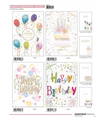 BigliettO MARPIMAR COMPLEANNO con foil oro e rilievo CONF. 12 PZ. ASSORTITI