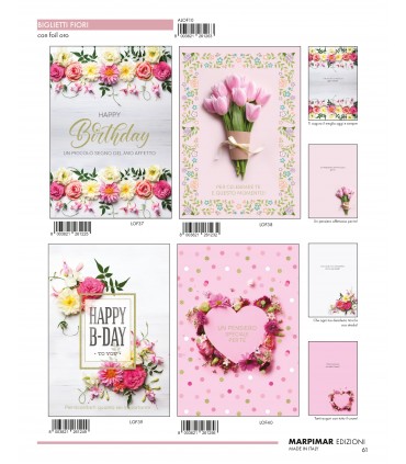 BIGLIETTO MARPIMAR BUON COMPLEANNO CON FOIL oro CONF. 12 PZ. ASSORTITI